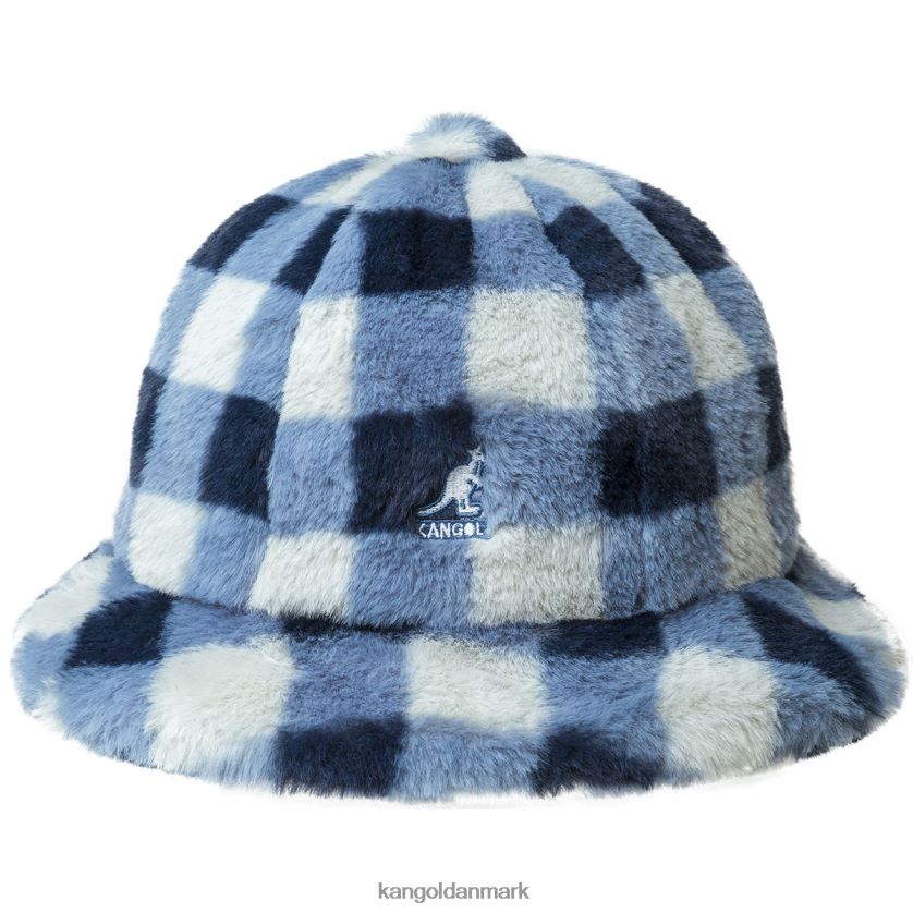 Kangol Danmark - Kangol unisex blå tjek imiteret pels casual tilbehør 84N208702
