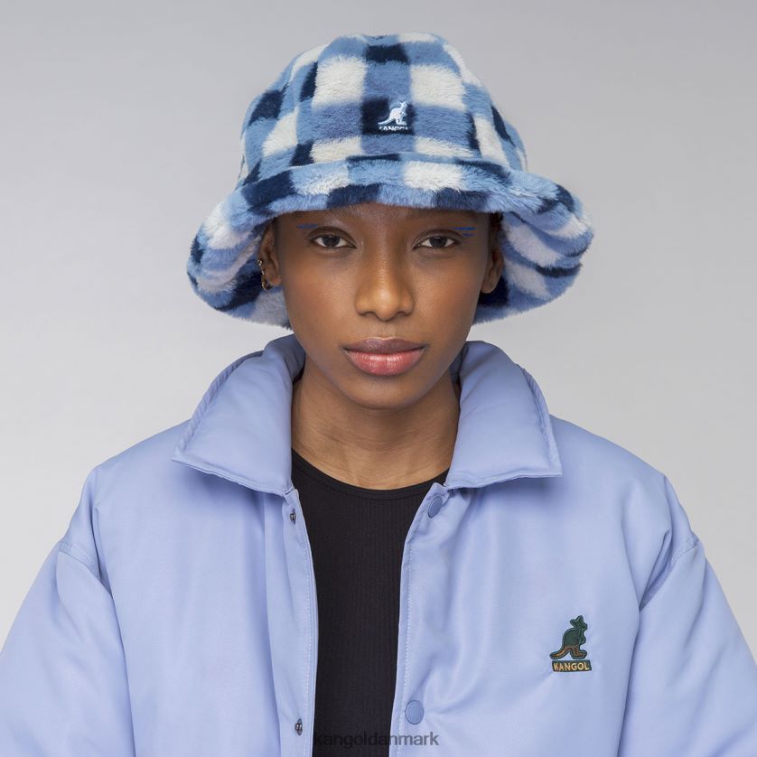 Kangol Danmark - Kangol unisex blå tjek imiteret pels casual tilbehør 84N208702