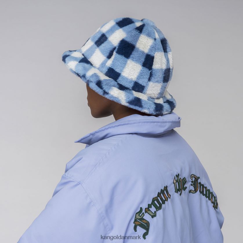 Kangol Danmark - Kangol unisex blå tjek imiteret pels casual tilbehør 84N208702