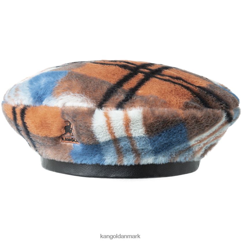 Kangol Danmark - Kangol unisex brændende orange plaid baret i imiteret pels tilbehør 84N208404