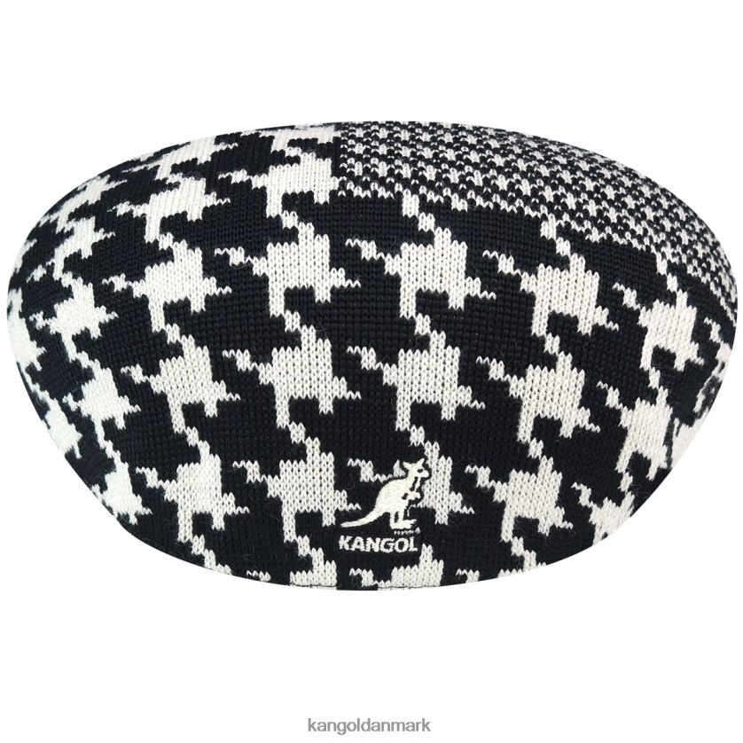 Kangol Danmark - Kangol unisex creme/sort abstrakt houndstooth 504 tilbehør 84N208108