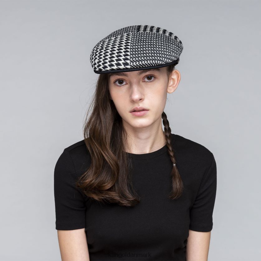 Kangol Danmark - Kangol unisex creme/sort abstrakt houndstooth 504 tilbehør 84N208108