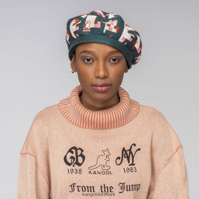 Kangol Danmark - Kangol unisex fyrretræ/creme pixeleret plaid baret tilbehør 84N208399