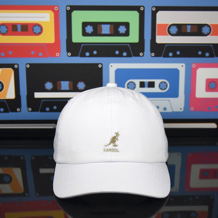 Kangol Danmark - Kangol unisex hvid vasket baseball tilbehør 84N208342