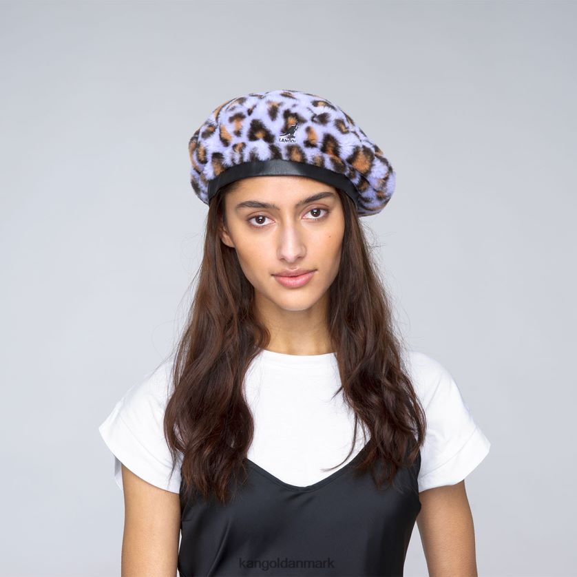 Kangol Danmark - Kangol unisex lavendel leopard baret i imiteret pels tilbehør 84N208406