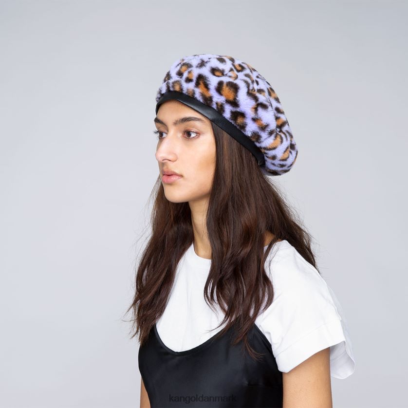 Kangol Danmark - Kangol unisex lavendel leopard baret i imiteret pels tilbehør 84N208406