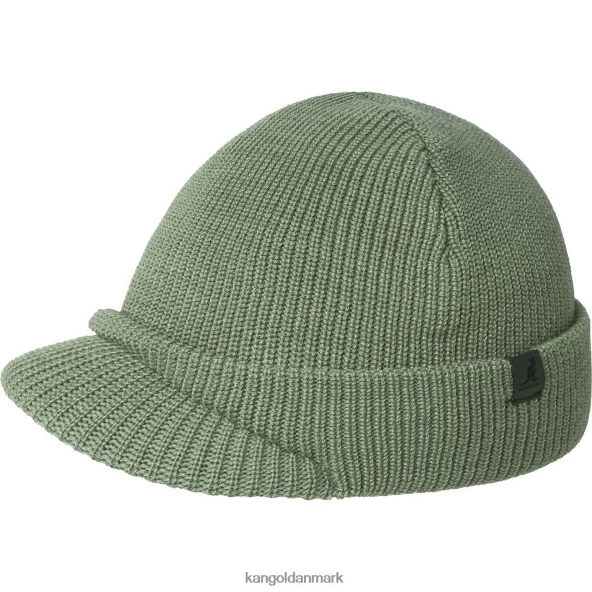 Kangol Danmark - Kangol unisex oliegrøn peak beanie i skiver tilbehør 84N208828