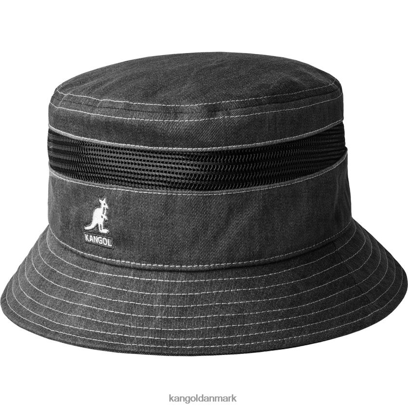 Kangol Danmark - Kangol unisex sort bøtte i distressed bomuldsnet tilbehør 84N208471