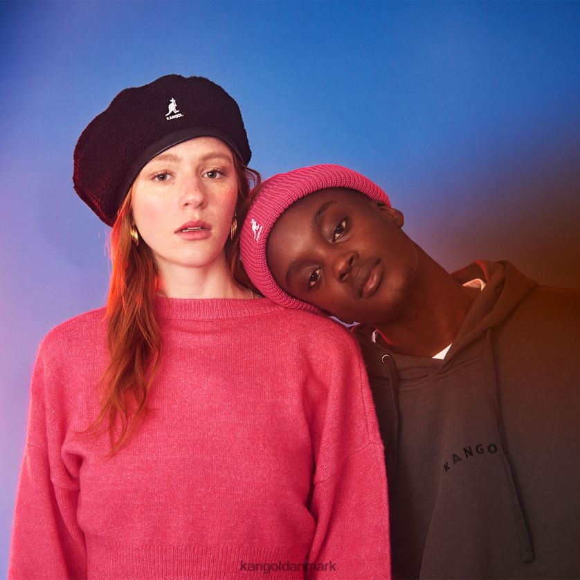 Kangol Danmark - Kangol unisex sort/elektrisk pink nylon plys vendbar baret tilbehør 84N208423