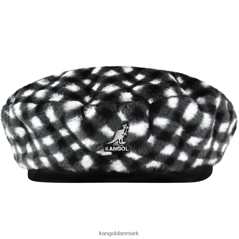Kangol Danmark - Kangol unisex sort gingham baret i imiteret pels tilbehør 84N208407