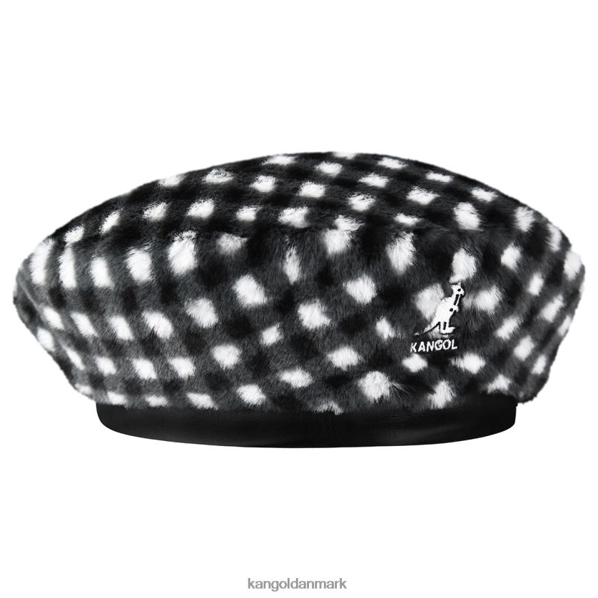 Kangol Danmark - Kangol unisex sort gingham baret i imiteret pels tilbehør 84N208407