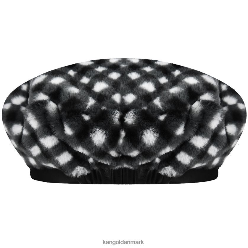 Kangol Danmark - Kangol unisex sort gingham baret i imiteret pels tilbehør 84N208407