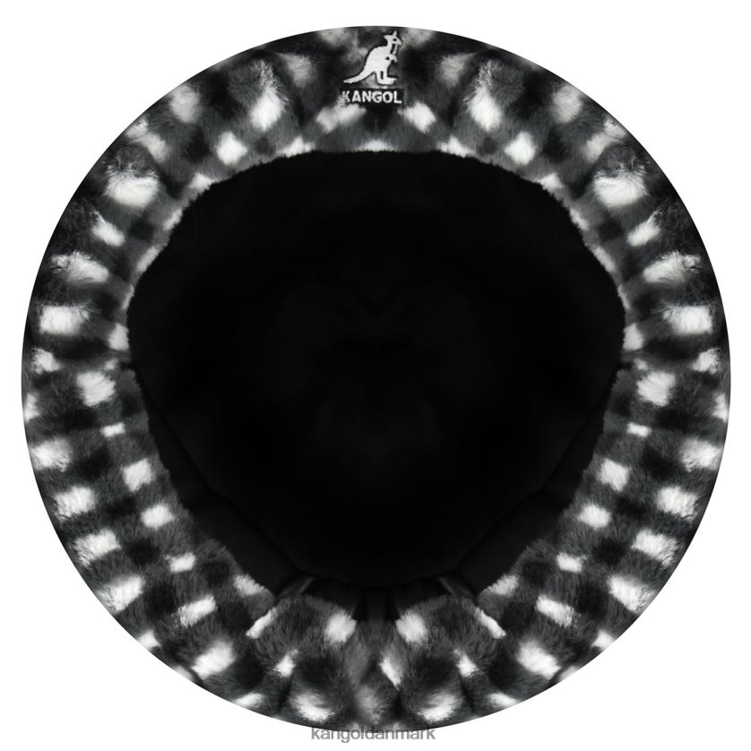 Kangol Danmark - Kangol unisex sort gingham baret i imiteret pels tilbehør 84N208407