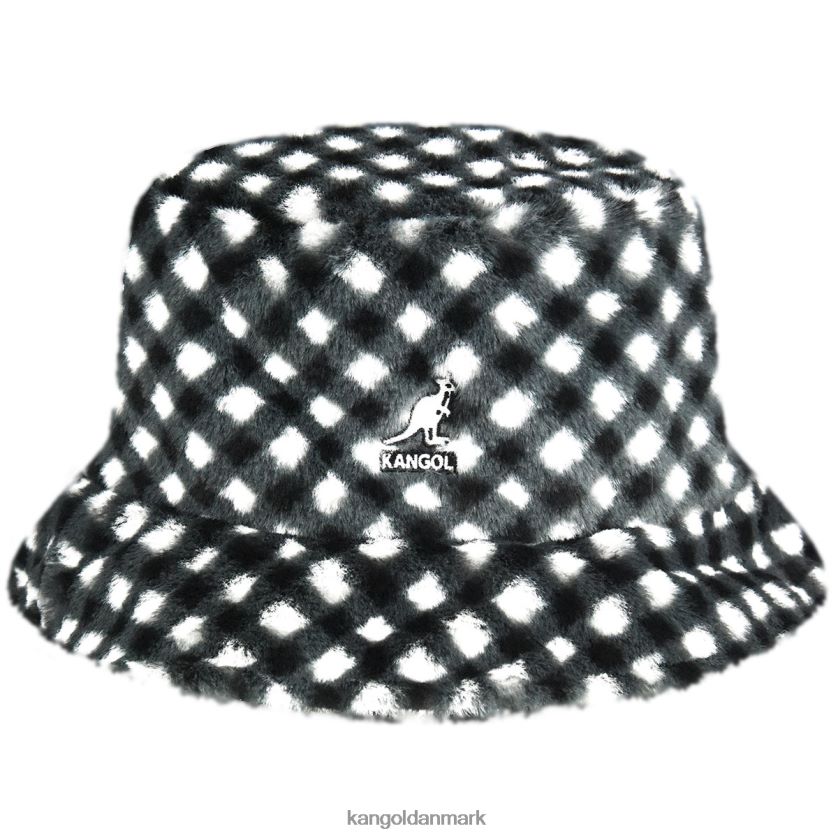 Kangol Danmark - Kangol unisex sort gingham spand i imiteret pels tilbehør 84N208710