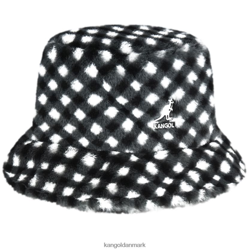 Kangol Danmark - Kangol unisex sort gingham spand i imiteret pels tilbehør 84N208710
