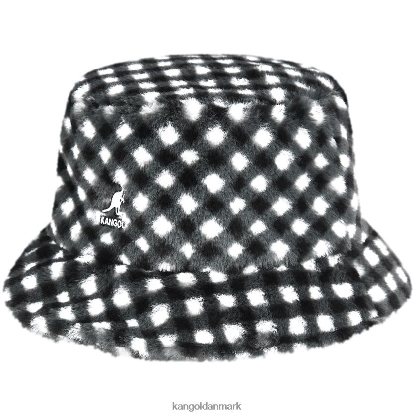 Kangol Danmark - Kangol unisex sort gingham spand i imiteret pels tilbehør 84N208710