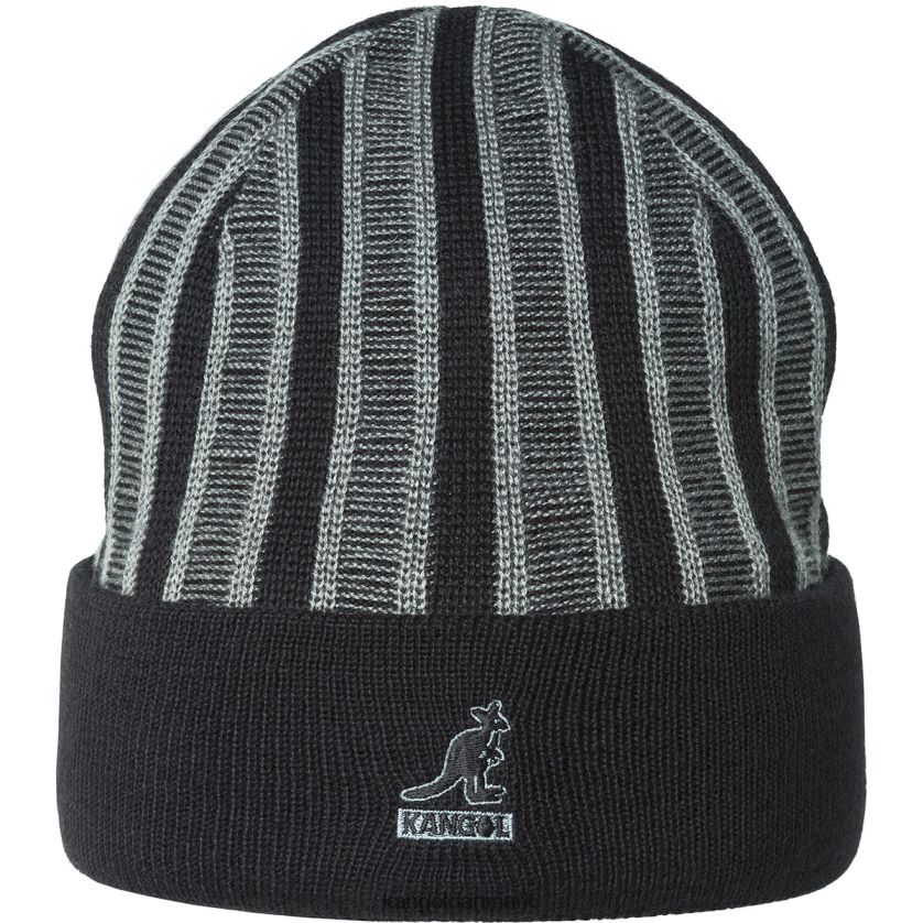 Kangol Danmark - Kangol unisex sort ribstribet rev beanie tilbehør 84N208809