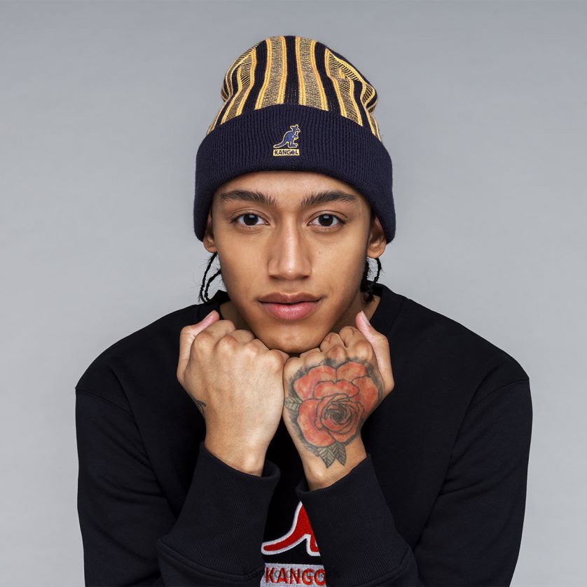 Kangol Danmark - Kangol unisex sort ribstribet rev beanie tilbehør 84N208809