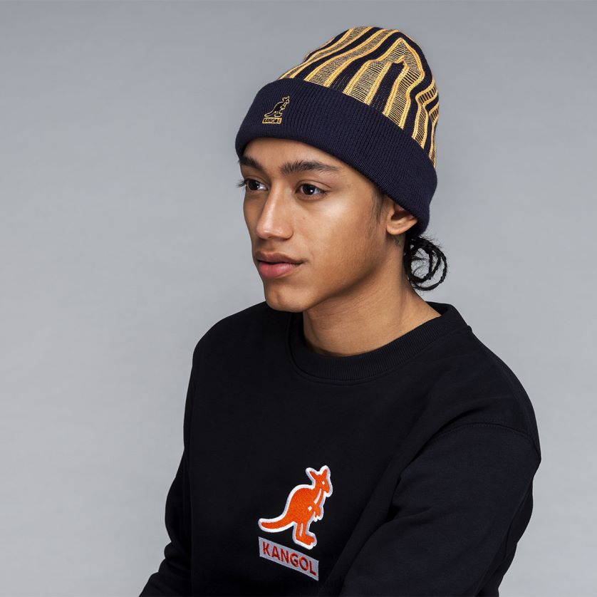 Kangol Danmark - Kangol unisex sort ribstribet rev beanie tilbehør 84N208809