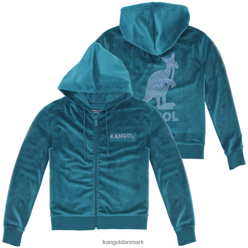 Kangol Danmark - Kangol kvinder gran hættetrøje med lynlås i velour tøj 84N2081140