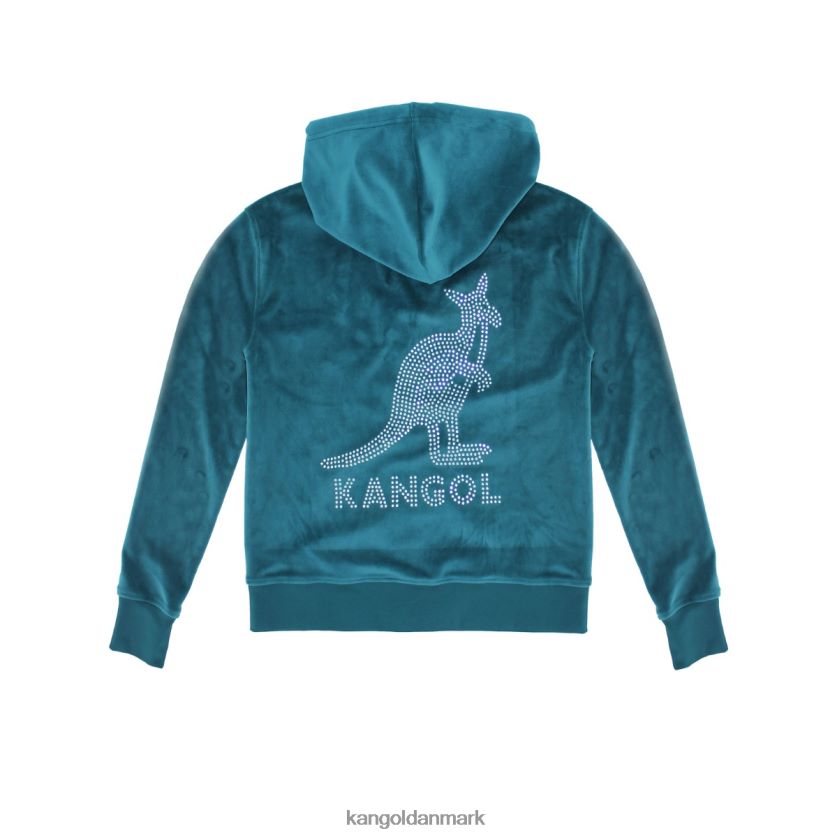 Kangol Danmark - Kangol kvinder gran hættetrøje med lynlås i velour tøj 84N2081140