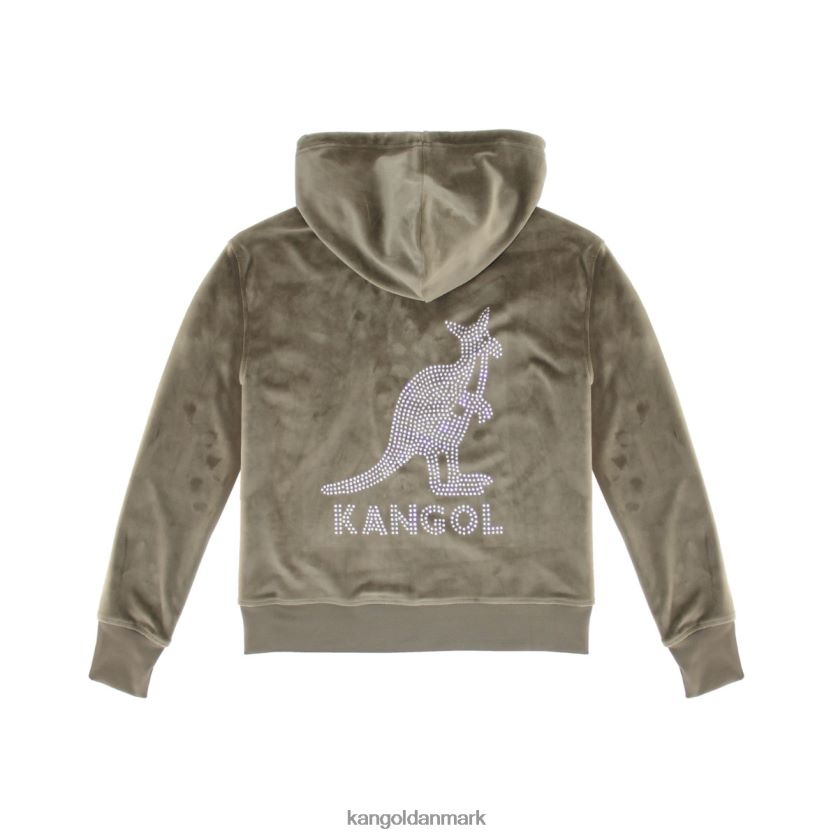 Kangol Danmark - Kangol kvinder morkel hættetrøje med lynlås i velour tøj 84N2081139