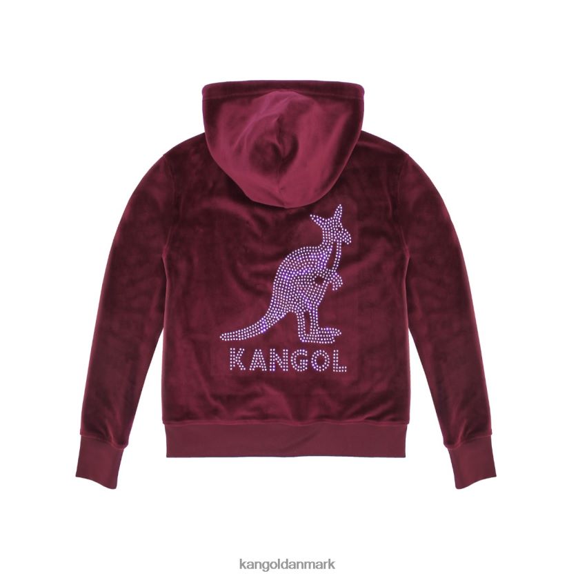 Kangol Danmark - Kangol kvinder rødbrun hættetrøje med lynlås i velour tøj 84N2081138