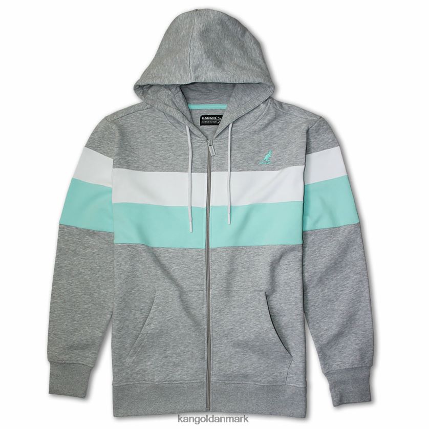 Kangol Danmark - Kangol unisex askeblanding combo farvestribet hættetrøje med lynlås tøj 84N2081119