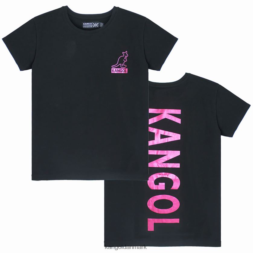 Kangol Tøj - Kangol unisex sort/pink folie kortærmet t-shirt tøj 84N2081218